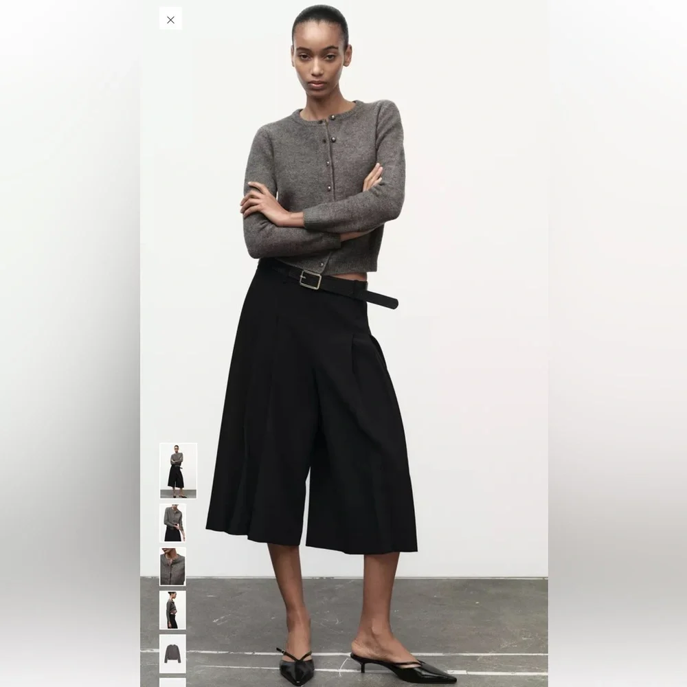 Zara Cardigan Metallic Buttons Grey Brown Size Small - Picture 8 of 8